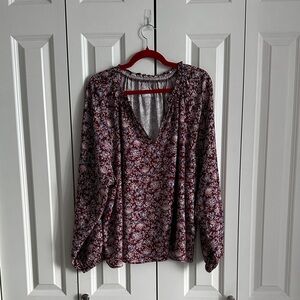 Old Navy Burgundy Floral Blouse